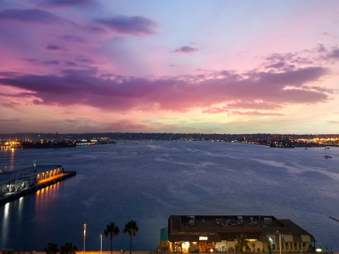 a city next to a body of water