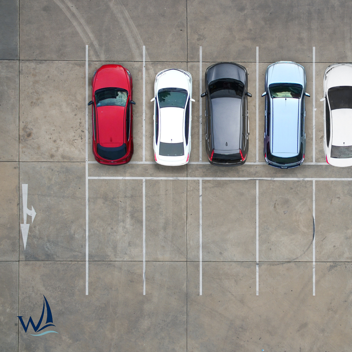 a parking lot with cars