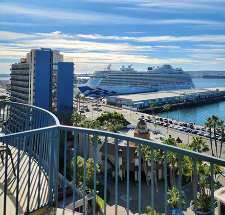 a cruise ship in a port