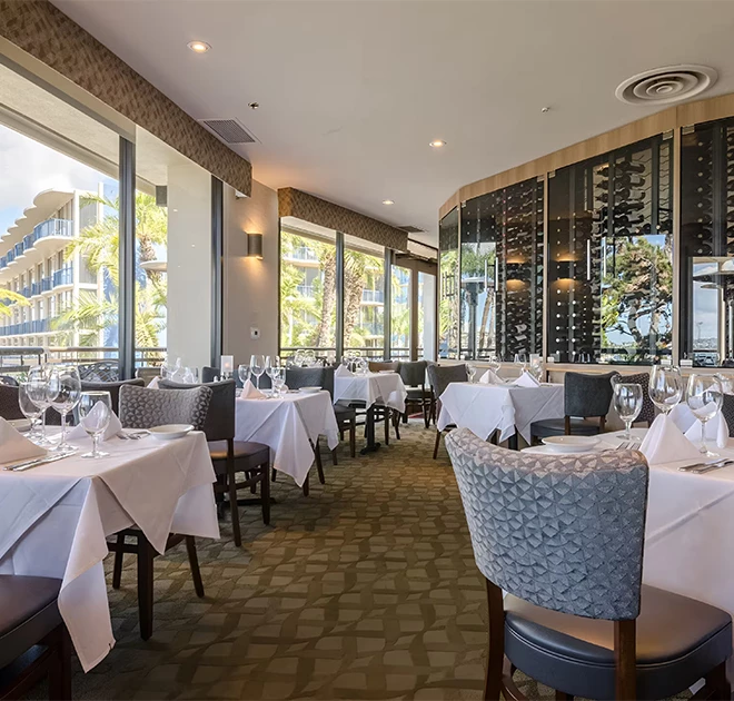 a restaurant with tables and chairs