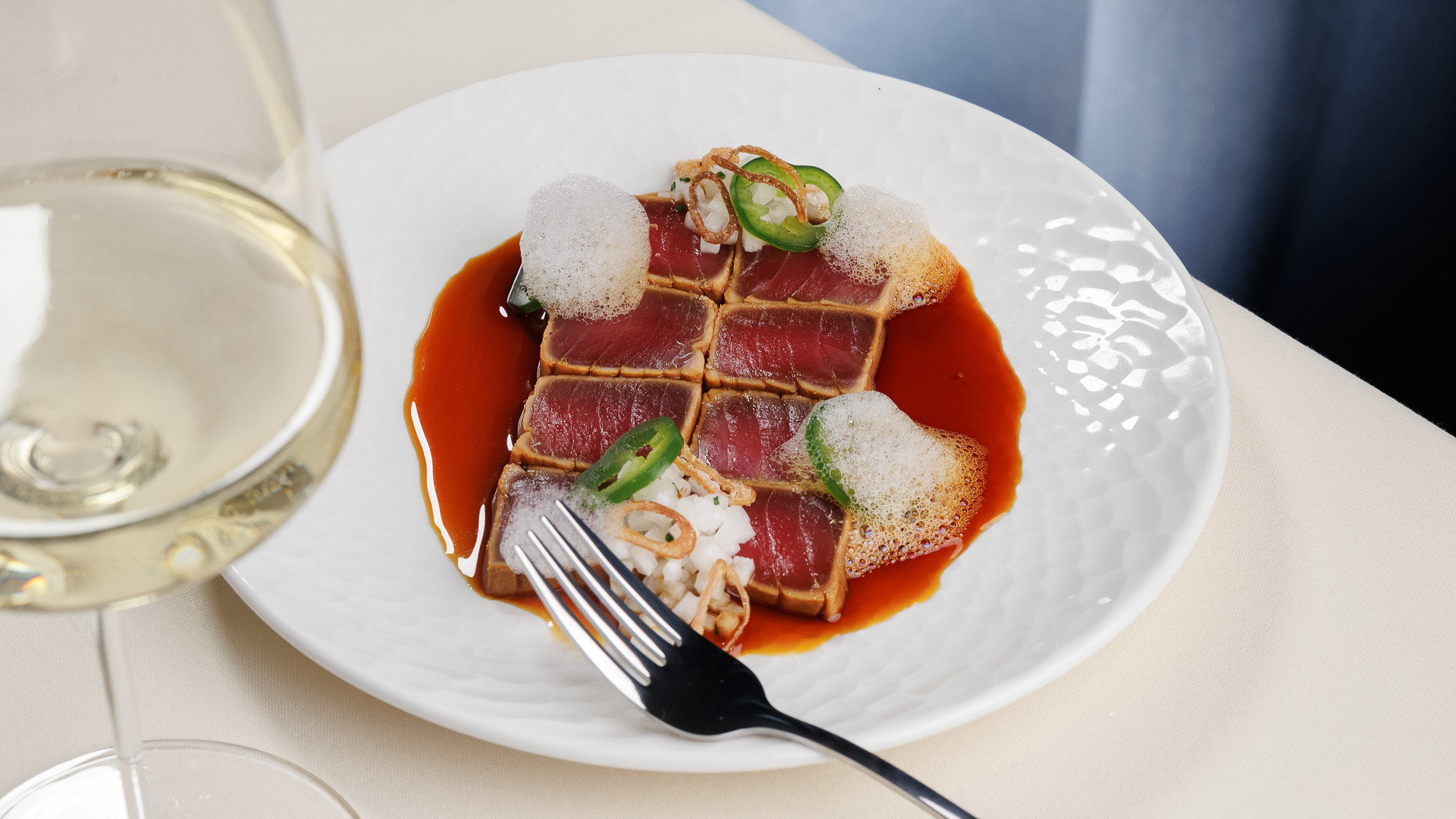 a plate of food with a fork