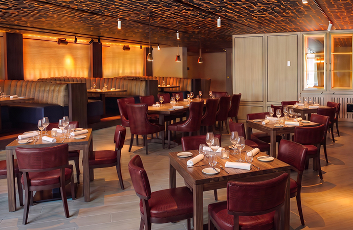 a restaurant with tables and chairs