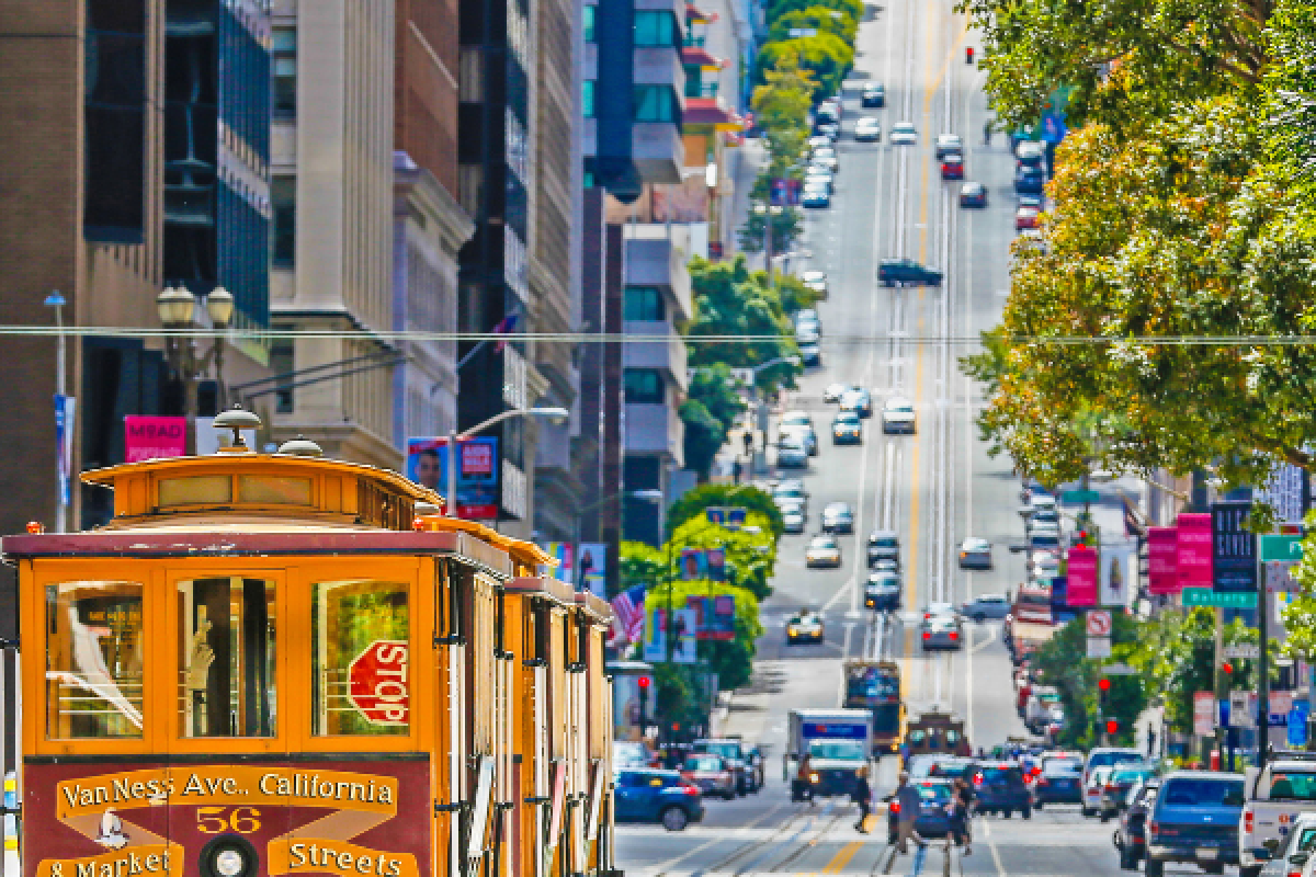 a trolley on a street