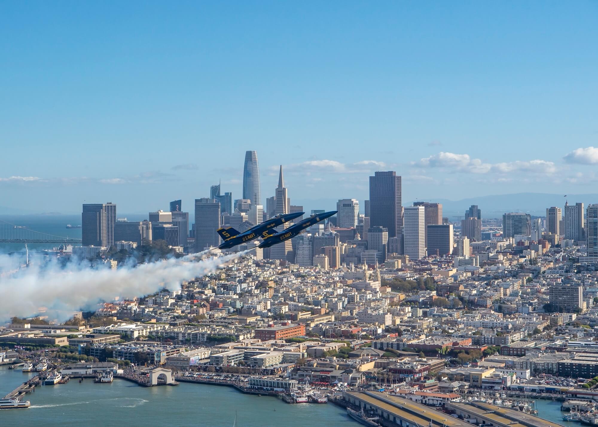 a plane flying over a city