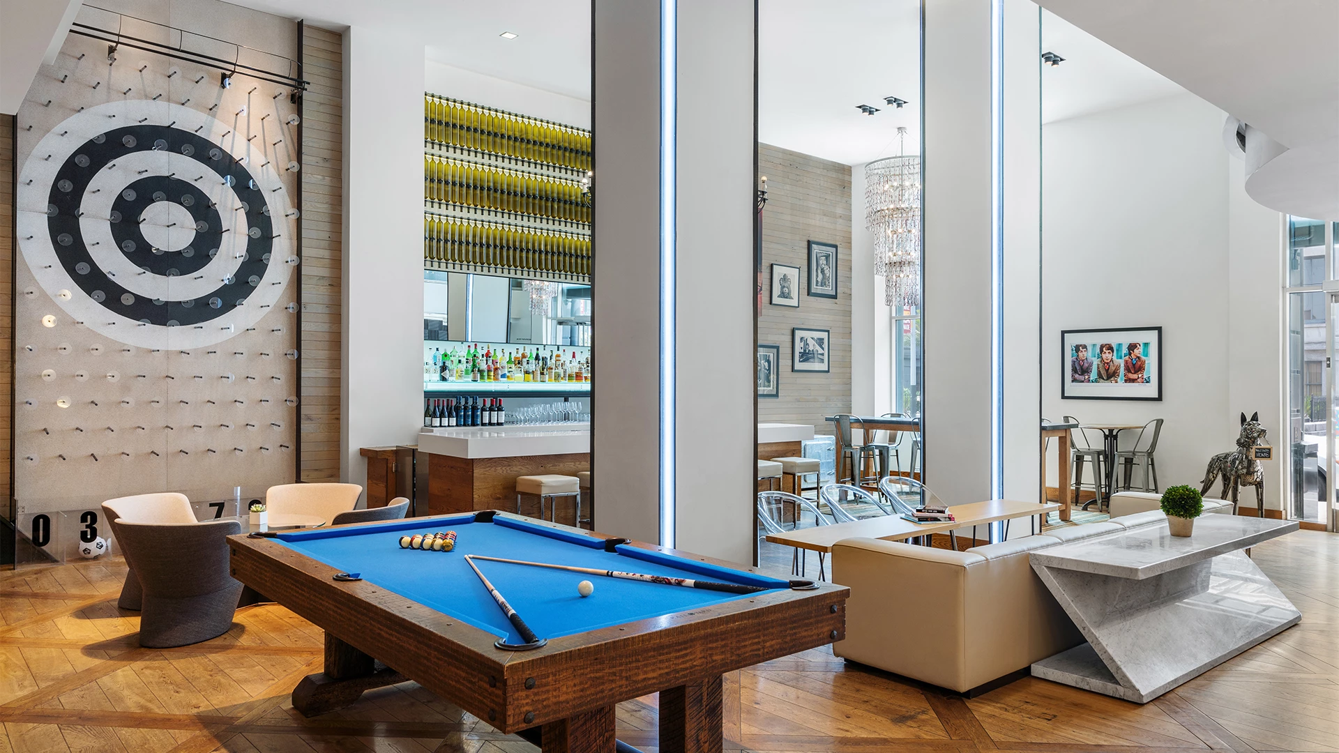 a pool table in a room