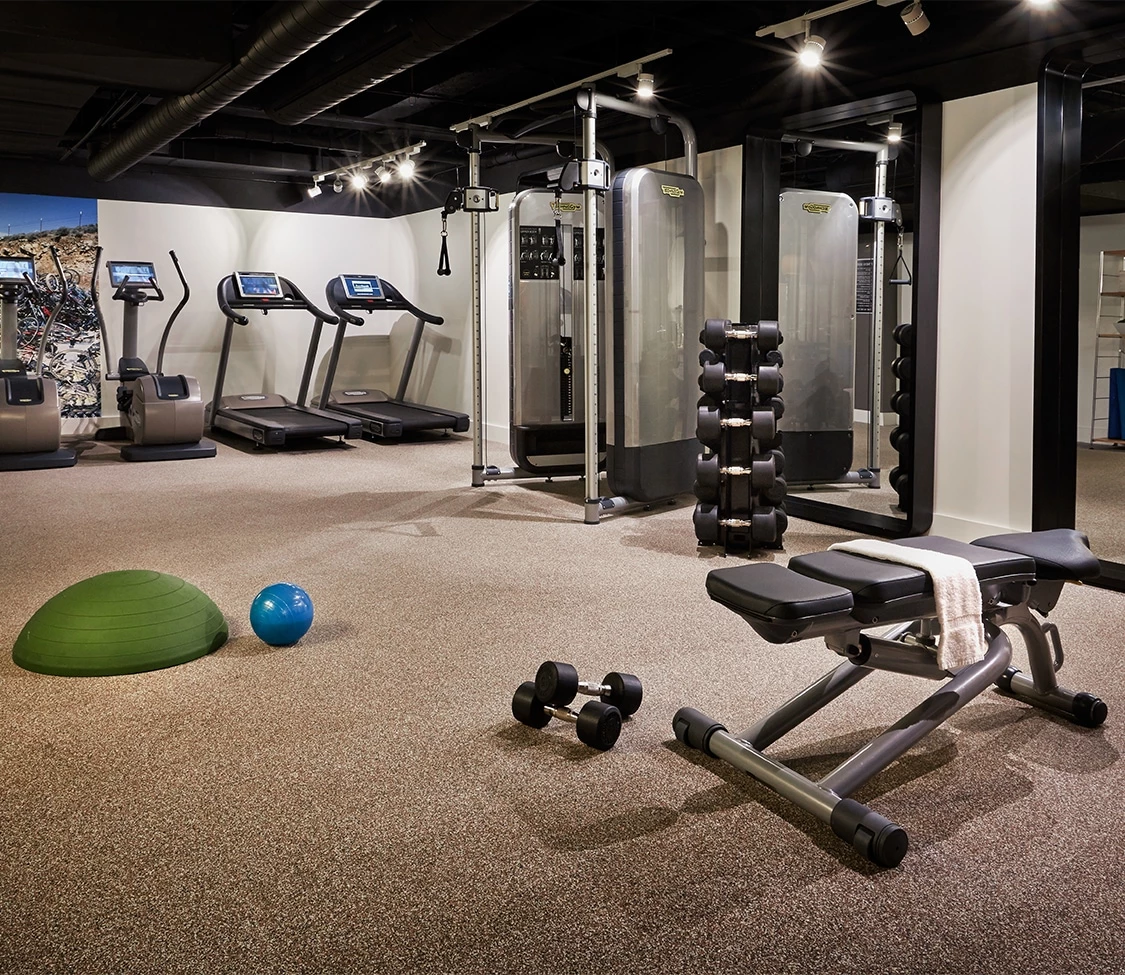 a gym with exercise equipment