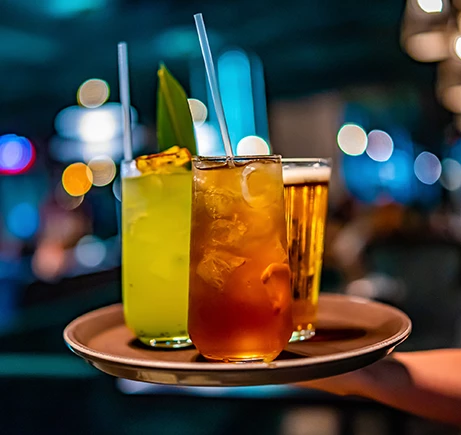 a tray of drinks on a plate