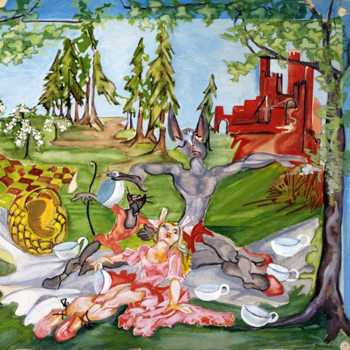 a painting of a group of people