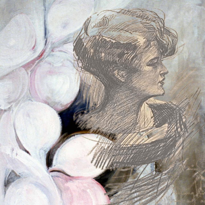 a drawing of a woman's face