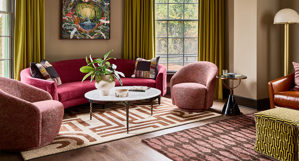 a living room with a couch and a coffee table