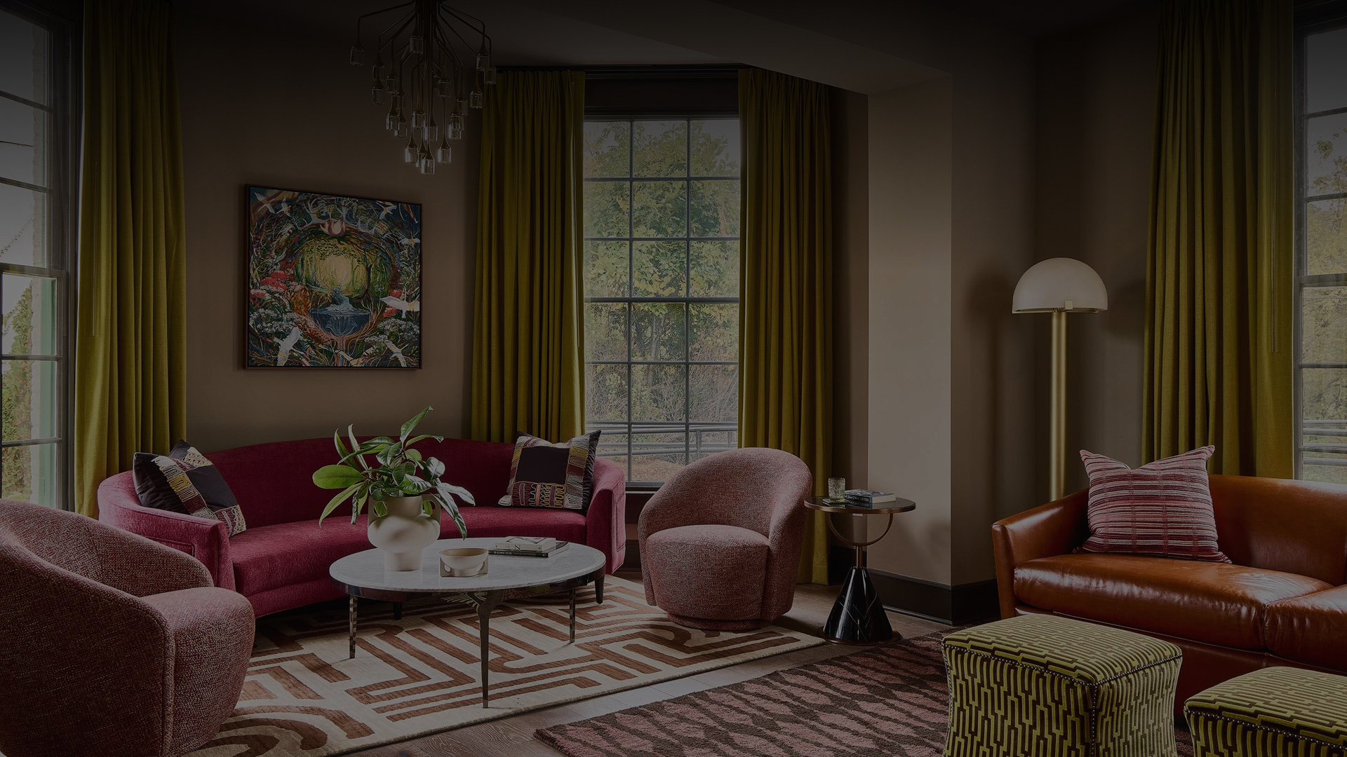 a living room with a couch and a coffee table