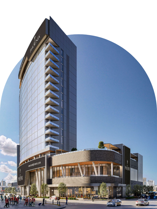 a building with a black circle